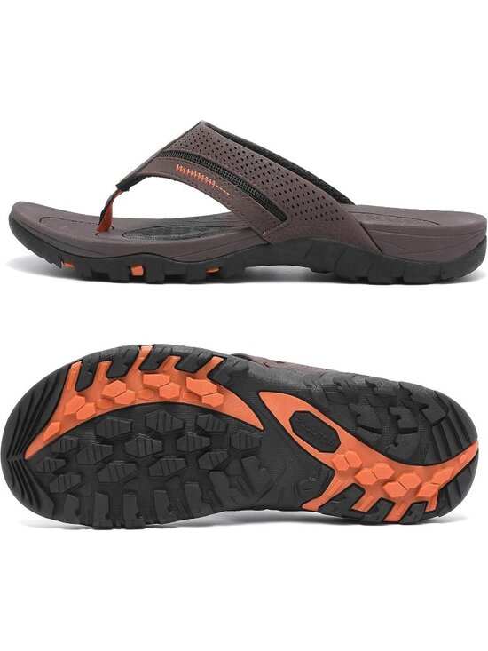 Men\'s Brown Flip-flops Thongs Sandals Durable Comfort Slippers For Casual main image 5